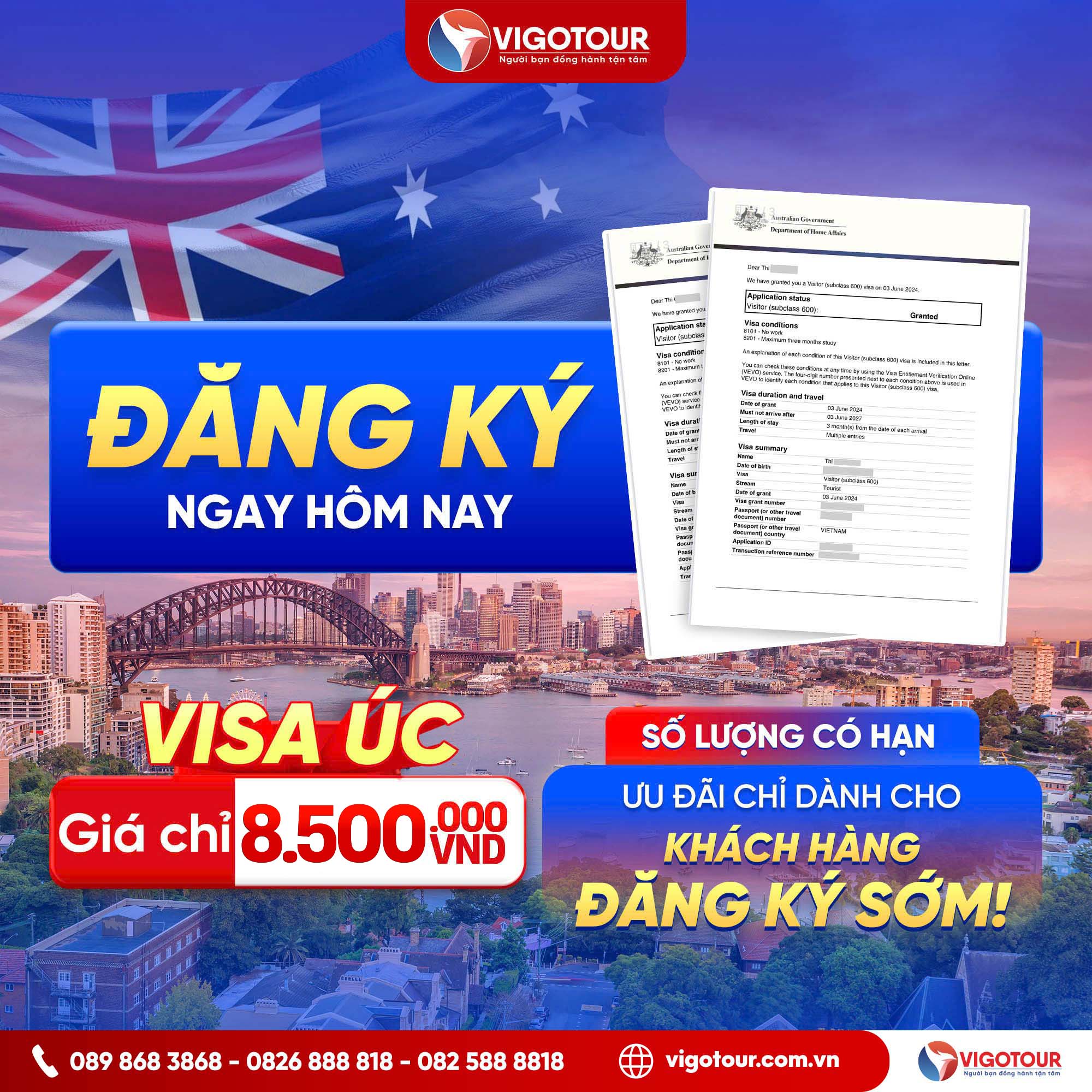 VISA DU LỊCH ÚC/ VISA ÚC 3 NĂM